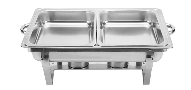9L Bain Marie Bow Chafing Dish 4.5Lx2 Stainless Steel Food Buffet Warmer