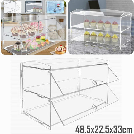 2-Tier Large Acrylic Bakery Cake Display Cabinet Case Donuts Cupcake Pastries