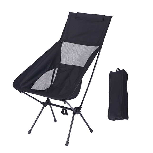 Small Camping Chair Folding Portable Lightweight Beach Picnic Fishing Moon Chair ~ Black