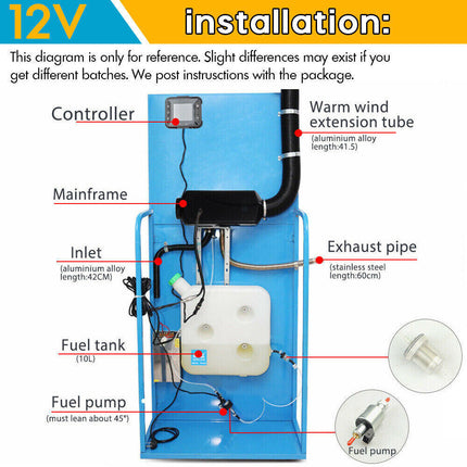 Diesel Air Heater 12V 5KW Tank Remote Control Thermostat Caravan Motorhome RV