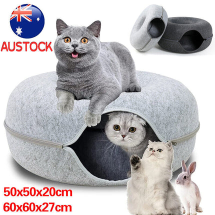 Cat Tunnel Bed - L Grey