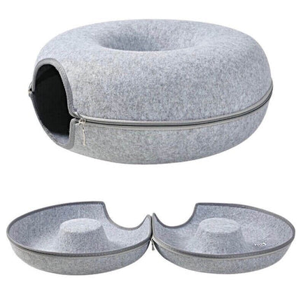 Cat Tunnel Bed - L Grey