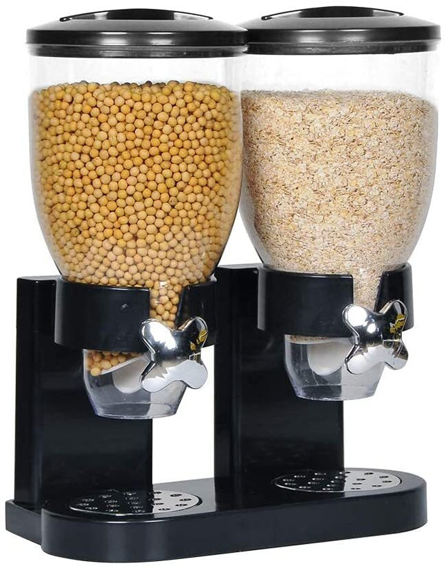 Double Cereal Dispenser Dry Food Storage Container Dispense Machine