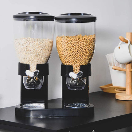 Double Cereal Dispenser Dry Food Storage Container Dispense Machine