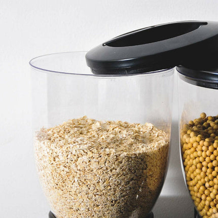 Double Cereal Dispenser Dry Food Storage Container Dispense Machine