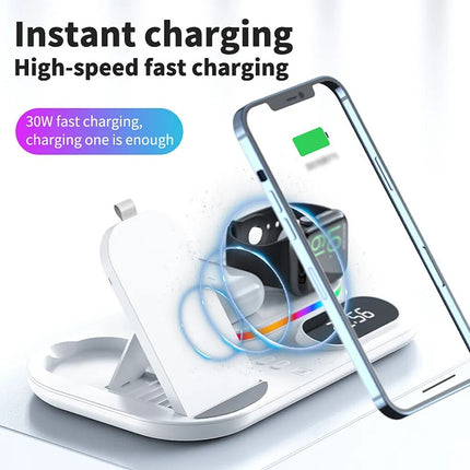 4 in 1 Wireless Charger Dock Charging Station for Apple iPhone Watch - White