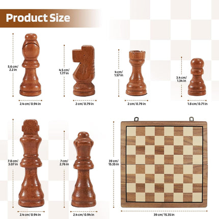 39CM Large Magnetic Chess Wooden Set Folding Chessboard Pieces Wood Board Game