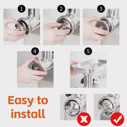 320Kg Commercial Meat Grinder Steel Electric Mincer Sausage Filler Kit