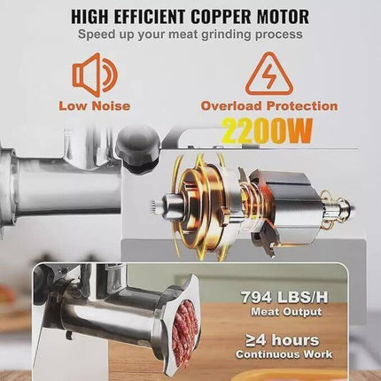 320Kg Commercial Meat Grinder Steel Electric Mincer Sausage Filler Kit