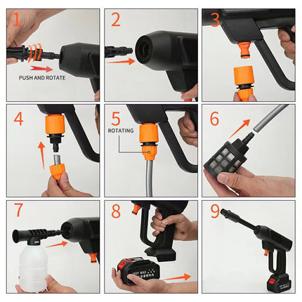 Cordless Electric High Pressure Water Spray Gun Car Washer Cleaner W/ 2 Battery