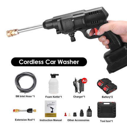 Cordless Electric High Pressure Water Spray Gun Car Washer Cleaner W/ 2 Battery