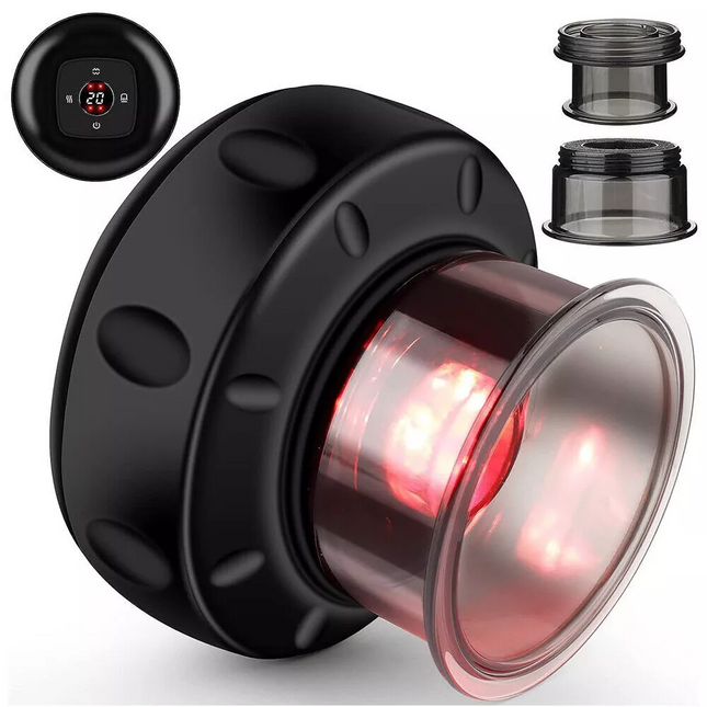 Portable Slimming Massager 12 Levels Electric Cupping Red Light Heating Therapy~Black