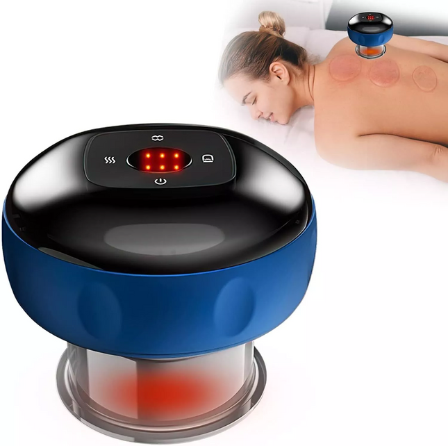 Portable Slimming Massager 12 Levels Electric Cupping Red Light Heating Therapy~Blue