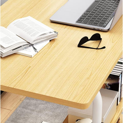 Mobile Desk Height Adjustable Sit to Stand Table Tray Sofa Side Bed Laptop Cart Portable with Wheels Overbed Rolling (Color : Light Wood)