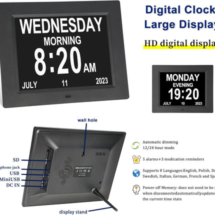 8inch Digital Calendar Clock