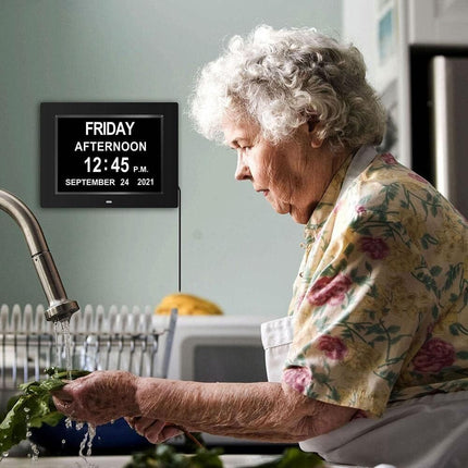 8inch LED Dementia Digital Calendar Clock Alarm Extra Large Day/Week/Month/Year