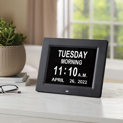 8inch LED Dementia Digital Calendar Clock Alarm Extra Large Day/Week/Month/Year