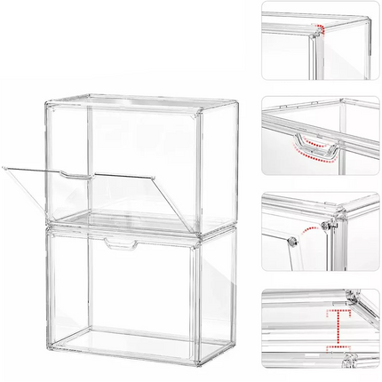 1xPremium Display Case Transparent Stackable Storage Boxes Magnetic Door Figure AU~ L Size