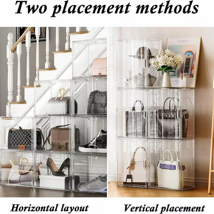 1xPremium Display Case Transparent Stackable Storage Boxes Magnetic Door Figure AU~ L Size