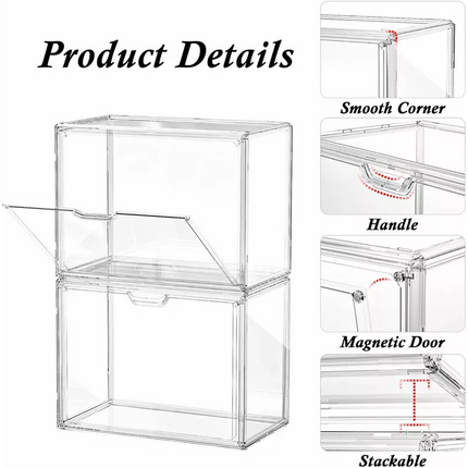 1xPremium Display Case Transparent Stackable Storage Boxes Magnetic Door Figure AU~ L Size