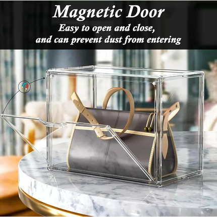 1xPremium Display Case Transparent Stackable Storage Boxes Magnetic Door Figure AU~ L Size