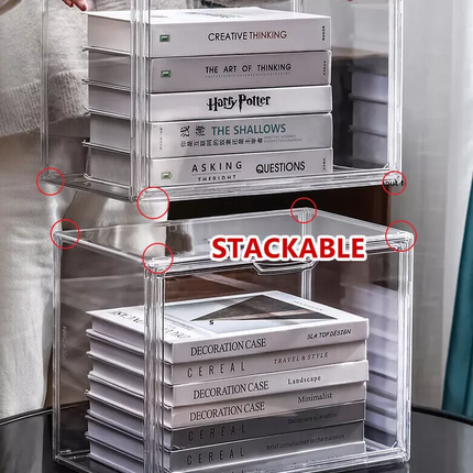 1xPremium Display Case Transparent Stackable Storage Boxes Magnetic Door Figure AU~ L Size
