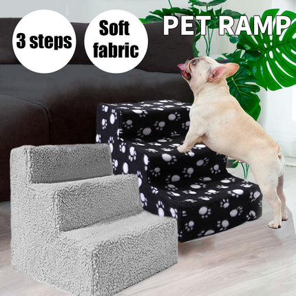 Small Pet Cats Dog 3 Steps Stairs Sofa Bed Breathable Anti-slip Climbing Ladder - Black