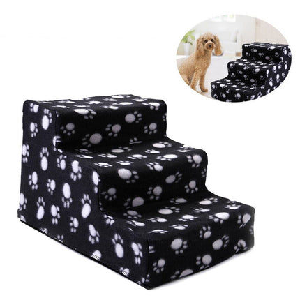 Small Pet Cats Dog 3 Steps Stairs Sofa Bed Breathable Anti-slip Climbing Ladder - Black