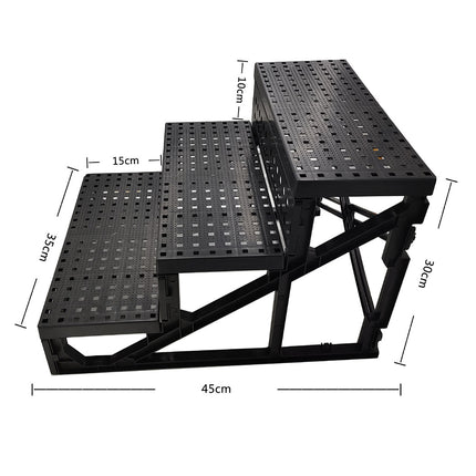 Small Pet Cats Dog 3 Steps Stairs Sofa Bed Breathable Anti-slip Climbing Ladder - Black