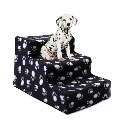 Small Pet Cats Dog 3 Steps Stairs Sofa Bed Breathable Anti-slip Climbing Ladder - Black