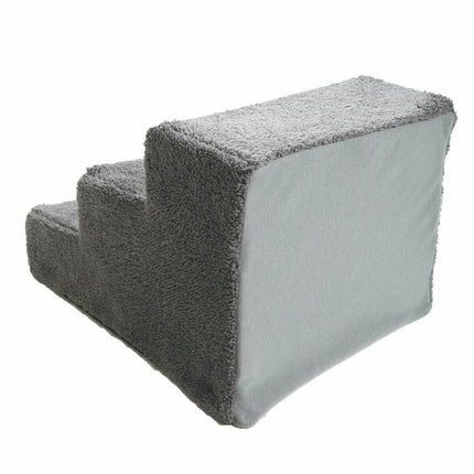 Small Pet Cats Dog 3 Steps Stairs Sofa Bed Breathable Anti-slip Climbing Ladder - Grey