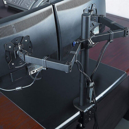 Monitor Stand Laptop Tray Dual Arm Desk Mount Screen Holder Bracket Up to 27''