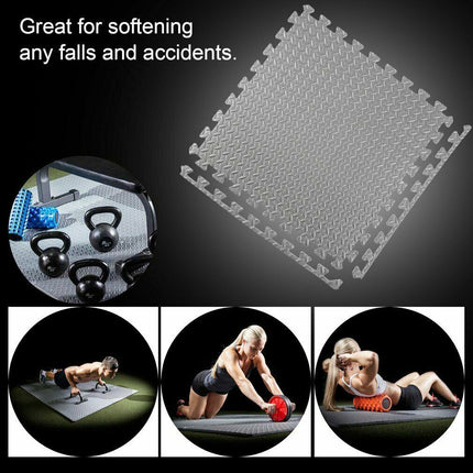 6 x Grey Interlocking Heavy Duty EVA Foam Gym Flooring Mat Floor Mats Tiles 60x60cm