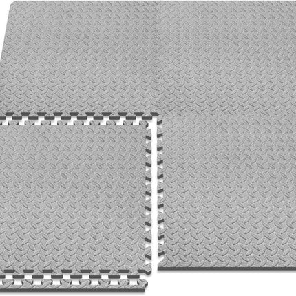 6 x Grey Interlocking Heavy Duty EVA Foam Gym Flooring Mat Floor Mats Tiles 60x60cm