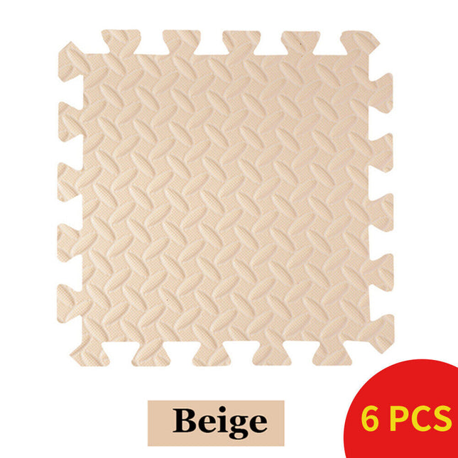 6 x Beige Interlocking Heavy Duty EVA Foam Gym Flooring Mat Floor Mats Tiles 60x60cm