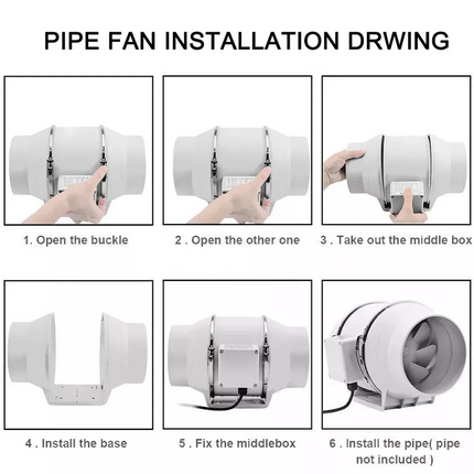 4" Silent Inline Fan Extractor Duct Hydroponic Exhaust Industrial Vent Kit