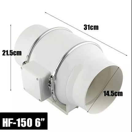 6" Silent Inline Fan Extractor Duct Hydroponic Exhaust Industrial Vent Kit