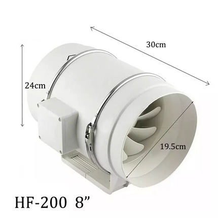 8“ Silent Inline Fan Extractor Duct Hydroponic Exhaust Industrial Vent Kit
