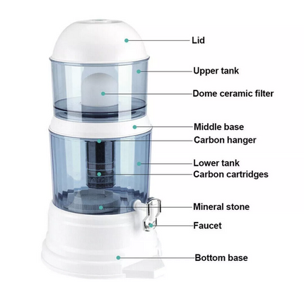 14L Benchtop 8 Stage Water Purifier Filter Ceramic Mineral Stone Carbon Filters