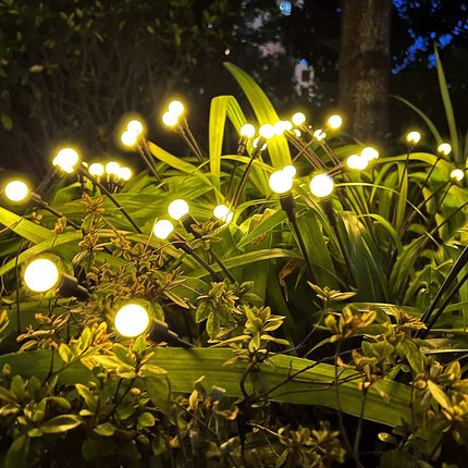Set of 4 Solar Firefly Garden Lights 6LED Swaying Outdoor Eater Waterproof Landscape - Warm White