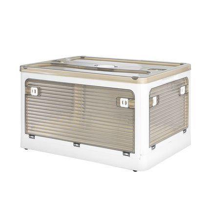Foldable Storage Containers Stackable 5 Sides Open Organizer Boxes Transparent~Large Size