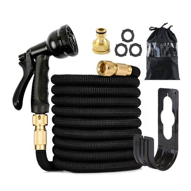 100FT Garden Water Hose Flexible Expandable Pipe Car Wash W/ Spray Nozzle Gun 8 Function Spray Nozzle