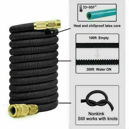 100FT Garden Water Hose Flexible Expandable Pipe Car Wash W/ Spray Nozzle Gun 8 Function Spray Nozzle