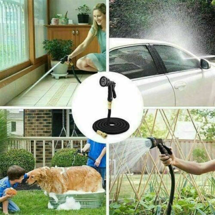 100FT Garden Water Hose Flexible Expandable Pipe Car Wash W/ Spray Nozzle Gun 8 Function Spray Nozzle