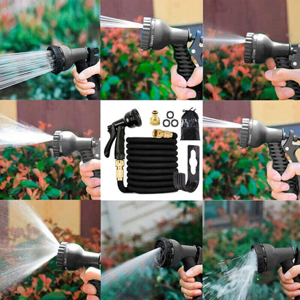 100FT Garden Water Hose Flexible Expandable Pipe Car Wash W/ Spray Nozzle Gun 8 Function Spray Nozzle