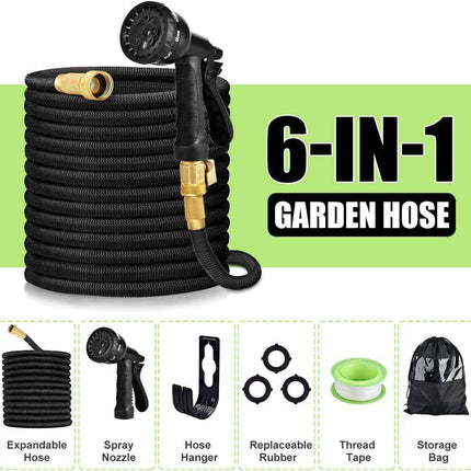 50ft Flexible Expandable Garden Water Hose Pipe Car Wash W/ Spray Nozzle Gun