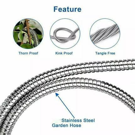 Garden Hose 100FT Flexible Lightweight Water Pipe Fabric Stainless Steel