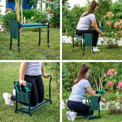 2 in1 Garden Kneeler and Seat Foldable Tool Pouch Home Outdoor Bench Knee Pad