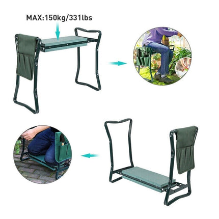 2 in1 Garden Kneeler and Seat Foldable Tool Pouch Home Outdoor Bench Knee Pad