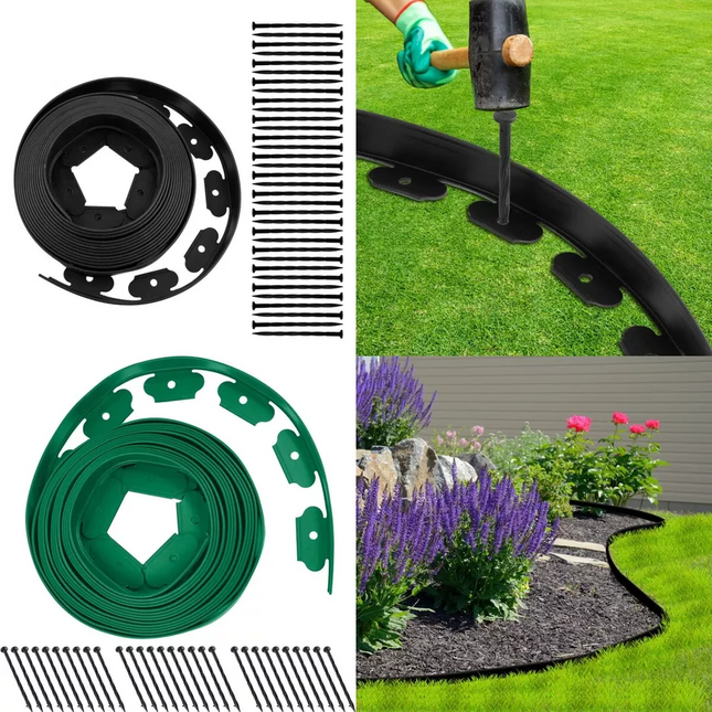 10M Fence Landscape Garden Lawn Edging Border Flexible Plant Grass Barriers~Black